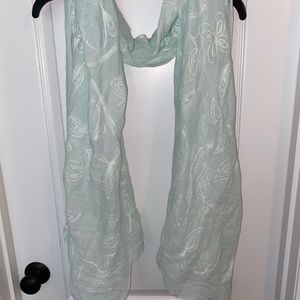 Mint green embroidered scarf